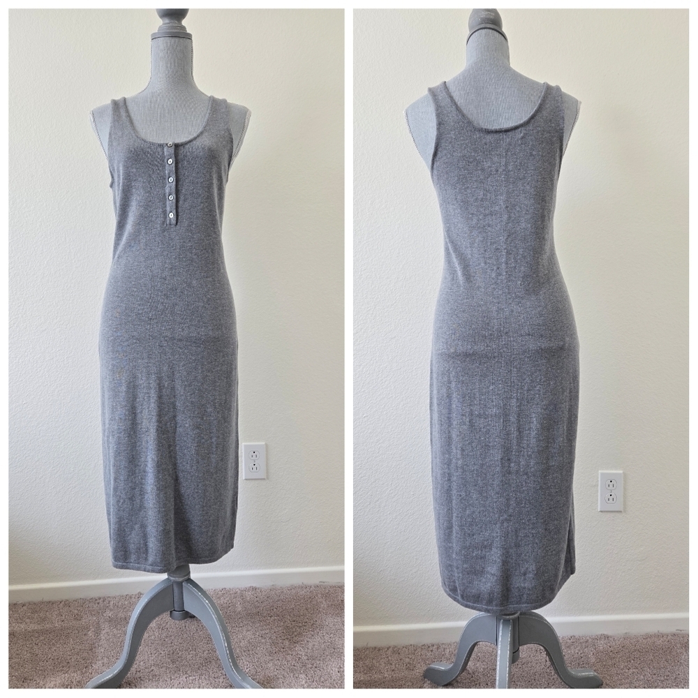 One Grey Day Cotton and Cashmere Slip-on Midi Tank Dress‎ in Gray size Medium